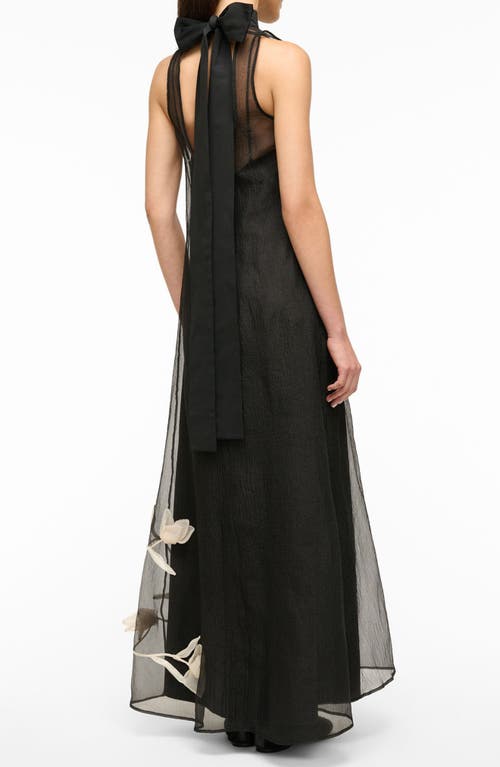 Shop Staud Albee Floral Appliqué Sleeveless Gown In Black