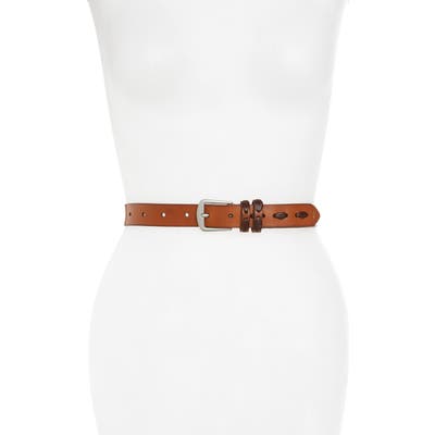 Frye Laced Leather Belt, Tan/ Tumbled Nickel