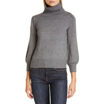 Co Button Detail Wool & Cashmere Sweater, Grey