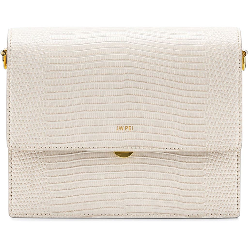 Jw Pei Joy Metallic Faux Leather Shoulder Bag In Ivory Lizard