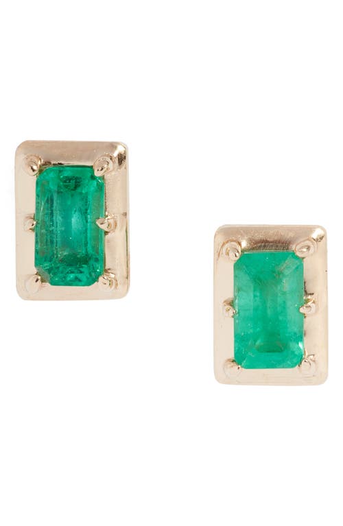 Anzie Dew Drop Melia Carré Emerald Stud Earrings in Green Gold at Nordstrom