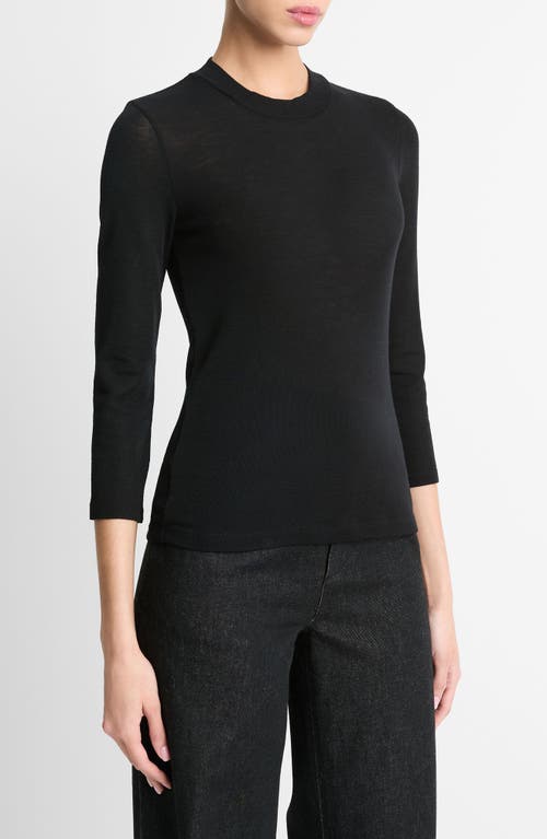 Shop Vince Crewneck Wool Top In Black