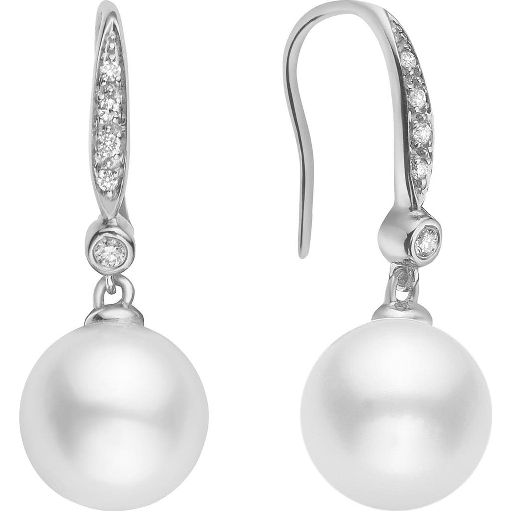 Shop House Of Frosted 14k Gold Diamond & Pearl Drop Earrings In Silver/white