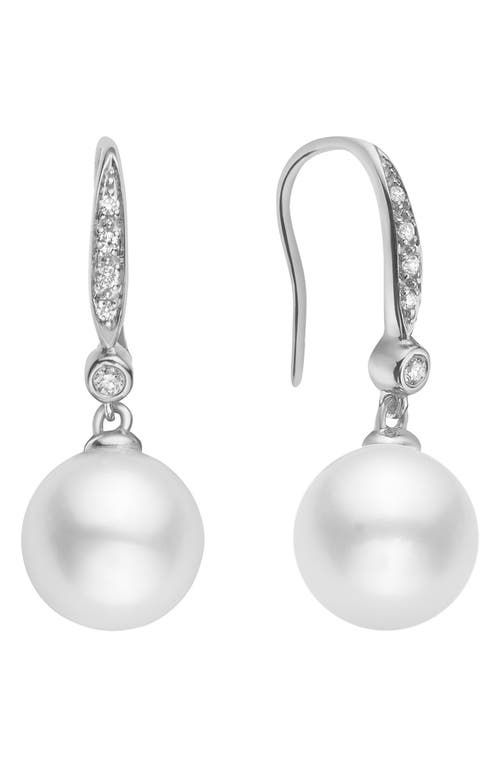 Shop House Of Frosted 14k Gold Diamond & Pearl Drop Earrings In Silver/white