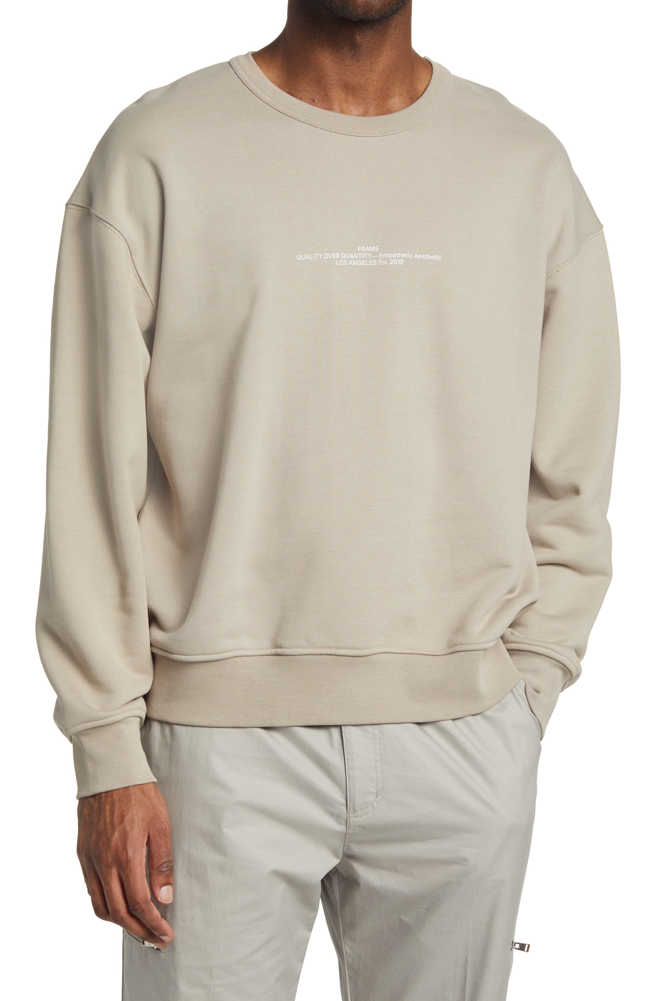 Beige Crewneck Sweatshirts for Men 