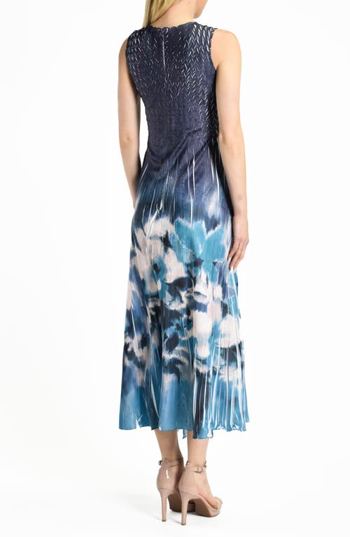 KOMAROV KOMAROV BORDER PRINT CHIFFON & GEORGETTE COCKTAIL DRESS 