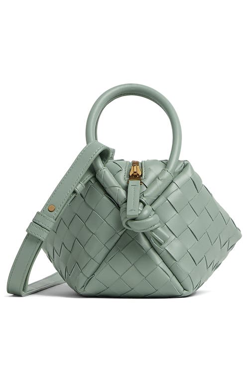 Bottega Veneta Small Loop Intrecciato Leather Crossbody Bag In 3401 New Sauge-m Brass