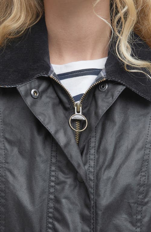 Barbour Beadnell Water Resistant Waxed Cotton Jacket In Black