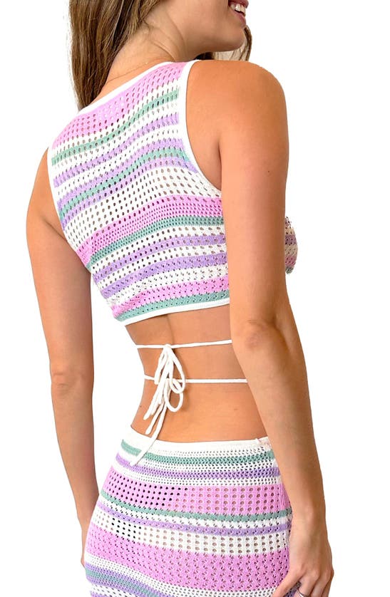 Capittana Lia Stripe Strappy Crop Cover-up Top In Multicolor
