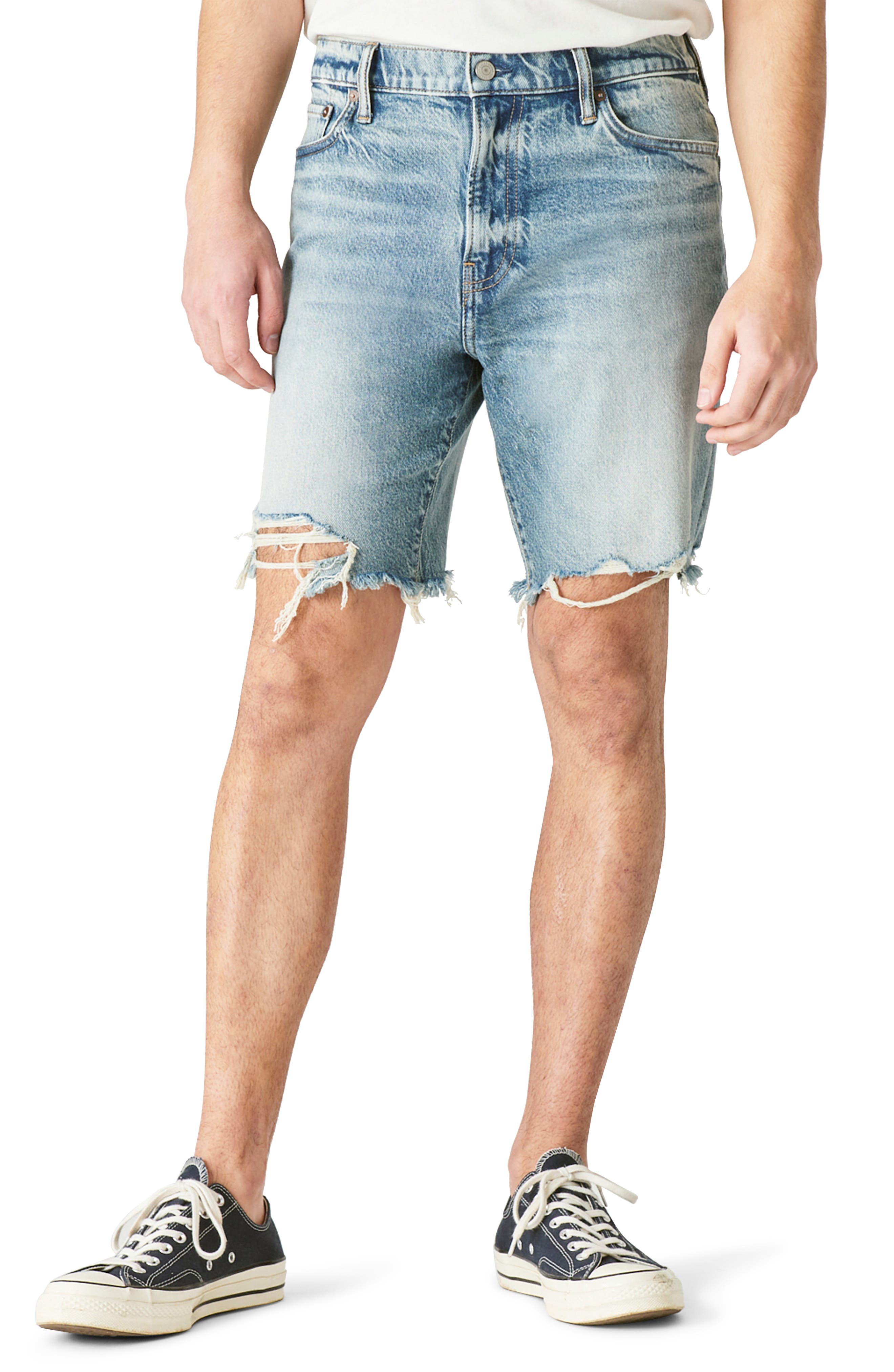 young men jean shorts