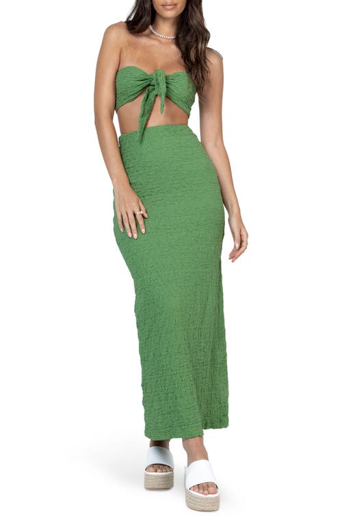 Princess Polly Matilda Crinkle Tie Bandeau & Maxi Skirt Set In Medium Green