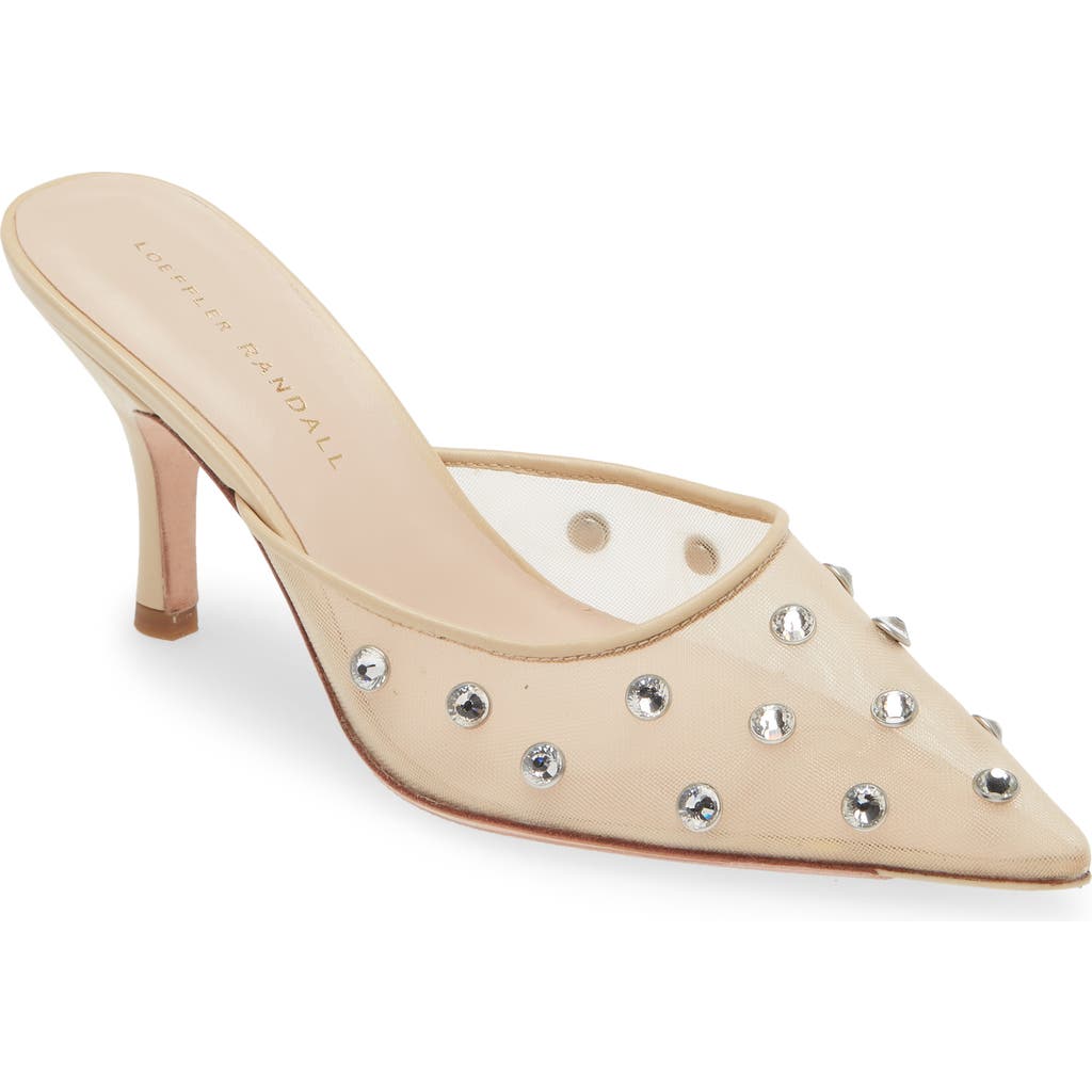 Shop Loeffler Randall Paloma Embellished Pointed Toe Mule In Cream/clear