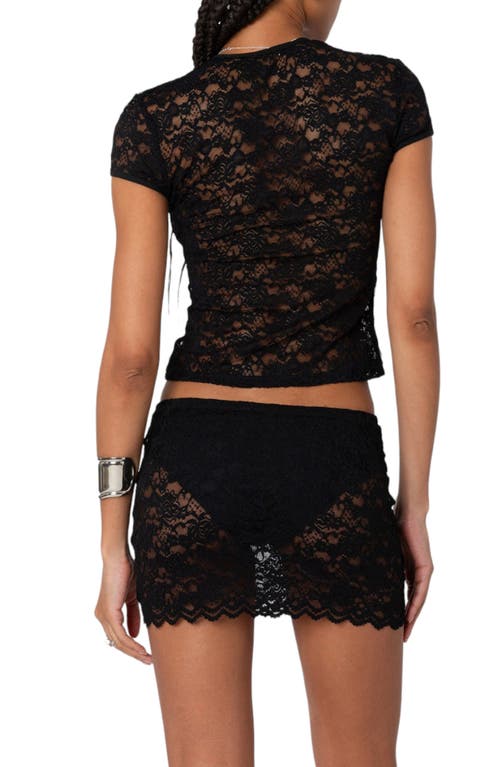 Shop Edikted Kaori Stretch Lace T-shirt In Black