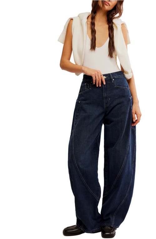 Shop Free People Sugar & Spice Barrel Leg Jeans In Spooky Blue