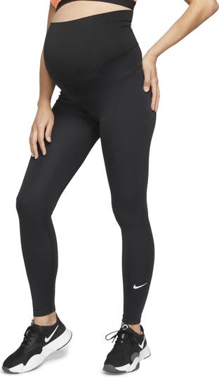 Nike One Women Black/Gold Mid-Rise Printed Training Leggings
