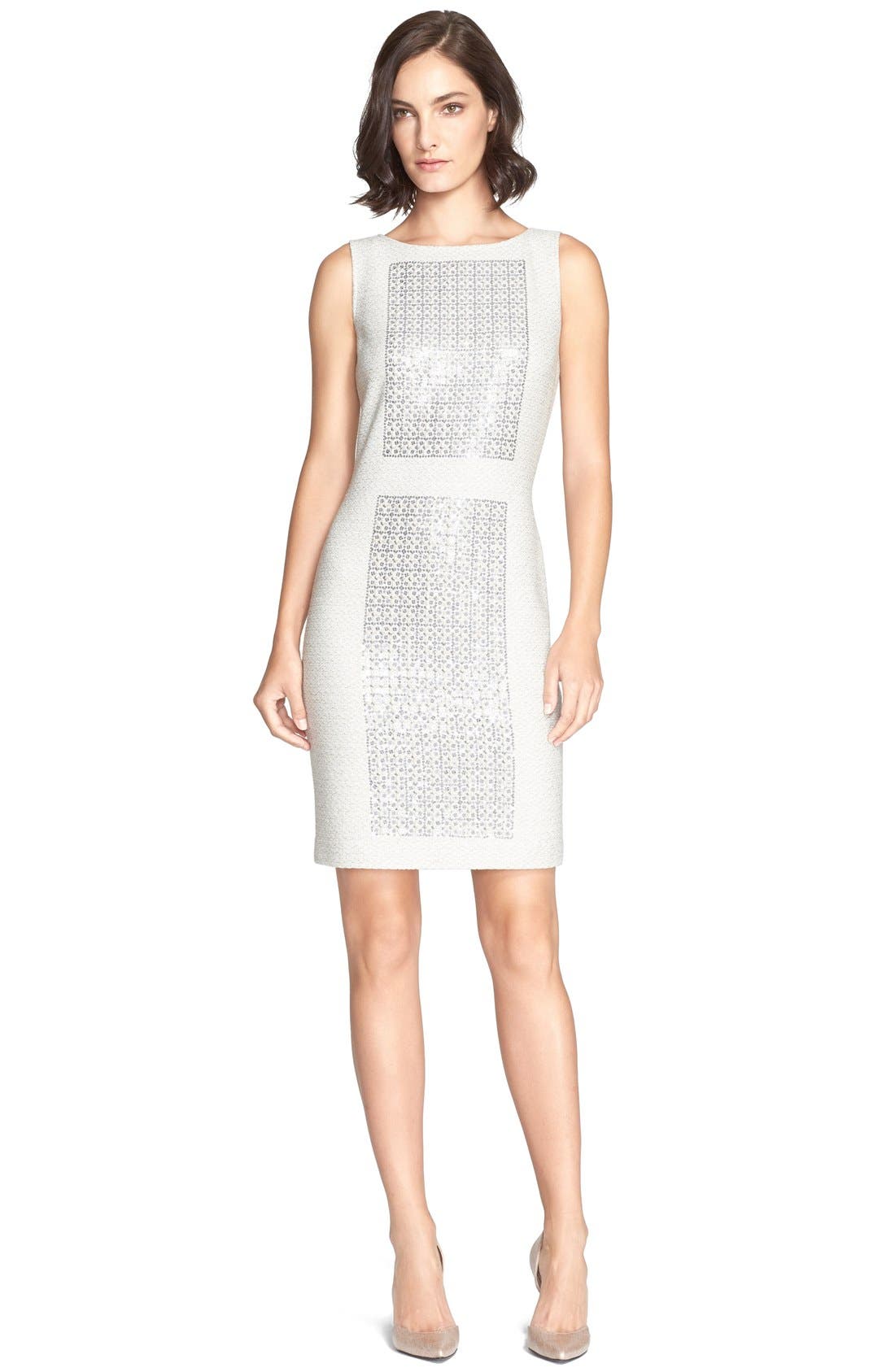 St. John Collection Embroidered Sparkle Knit Sheath Dress Nordstrom
