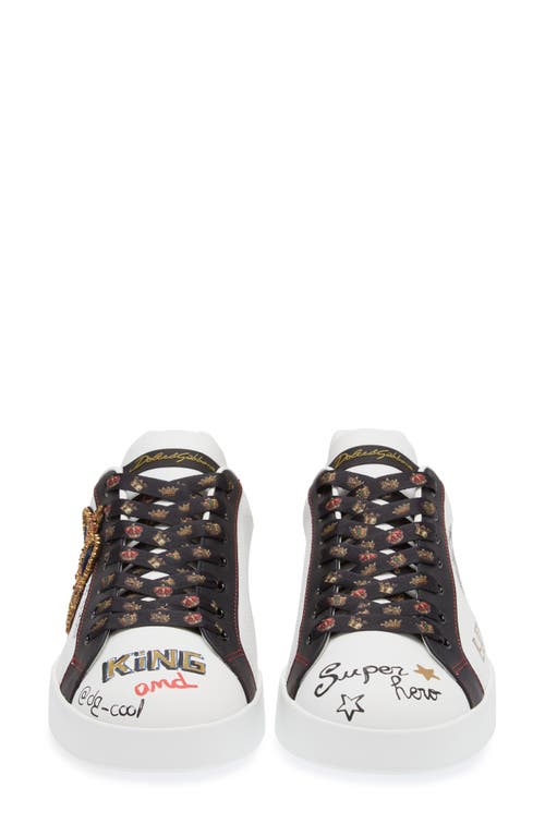 Shop Dolce & Gabbana Dolce&gabbana Portofino Graffiti Embellished Sneaker In White