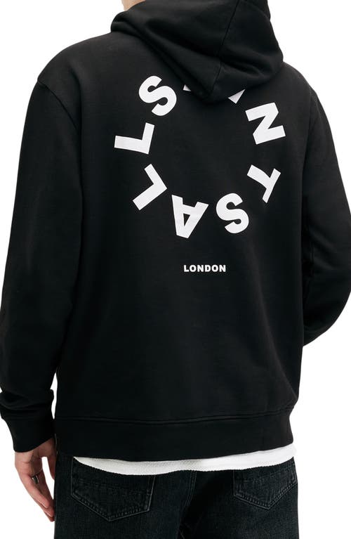 Allsaints Mens Jet Black Tierra Logo-print Organic-cotton Hoody In Jet Black