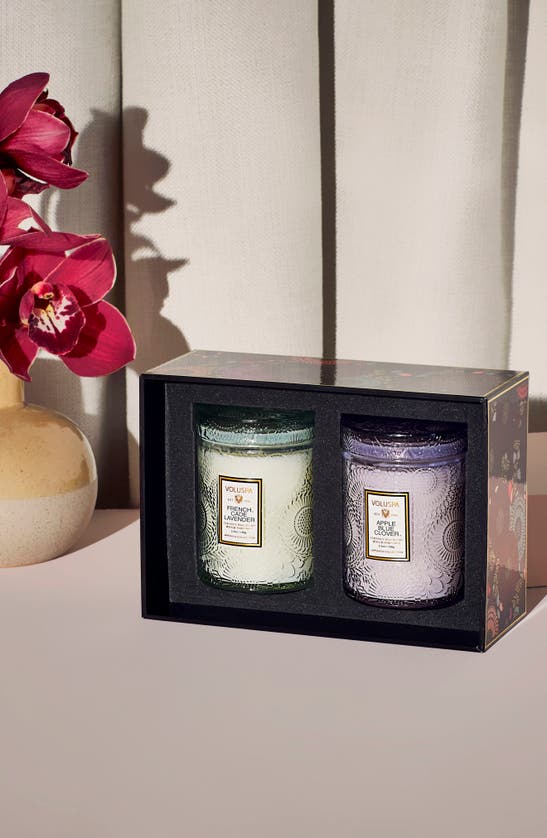 Voluspa Mini Jar Candle Duo In French Cade Laven/aple Bl Clvr