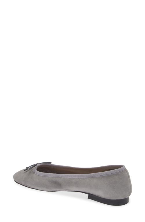 Shop Ann Mashburn Square Toe Ballet Flat In Mid Grey Suede