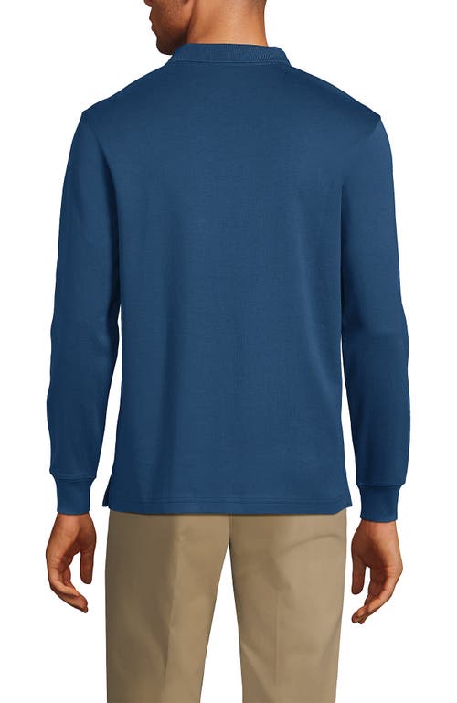 Shop Lands' End Long Sleeve Cotton Supima Polo Shirt In Evening Blue