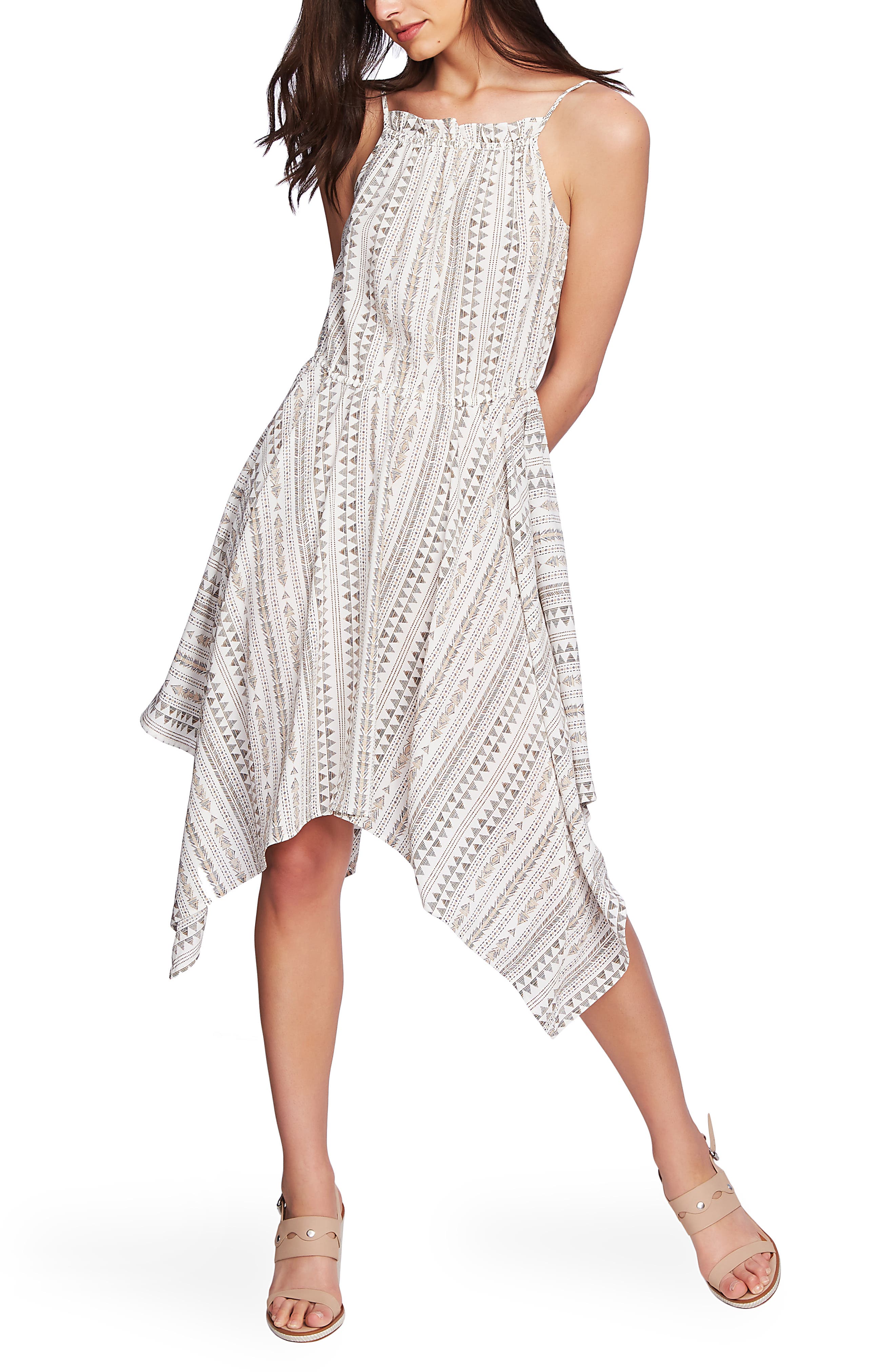 1.state Handkerchief Hem Sleeveless Dress, Green