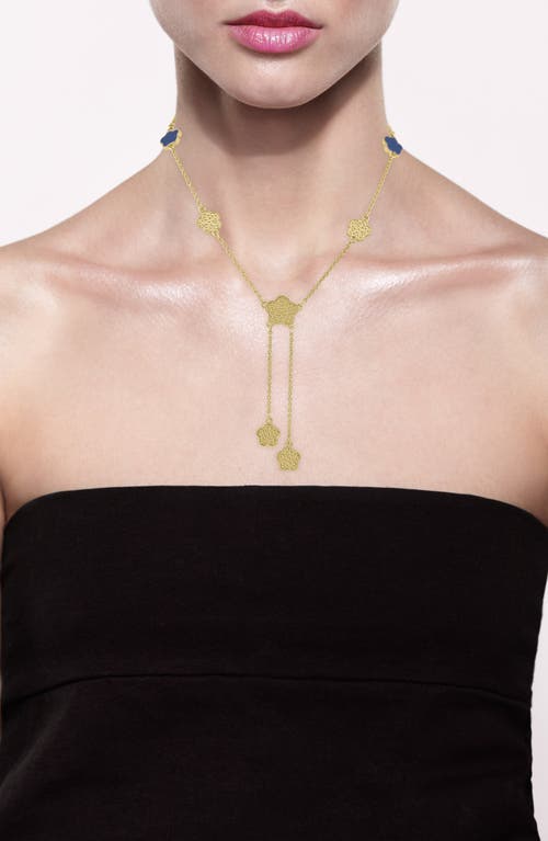 Jardin Enamel Clover Station Chain Y-necklace In Navy/gold