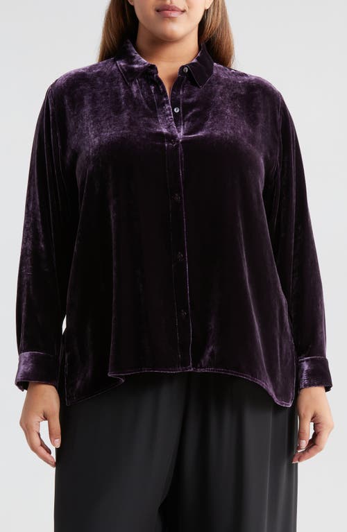 EILEEN FISHER EILEEN FISHER EASY RELAXED FIT VELVET BUTTON-UP SHIRT