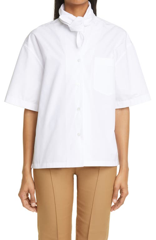 Neckerchief Collar Poplin Shirt in White