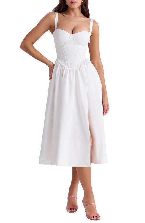 HOUSE OF CB Kelly Corset Midi Sundress White at Nordstrom, A