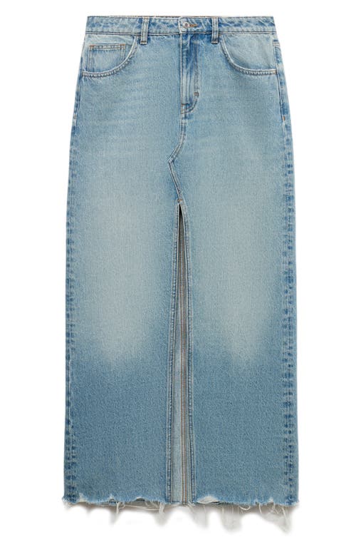 Shop Mango Denim Maxi Skirt In Medium Blue