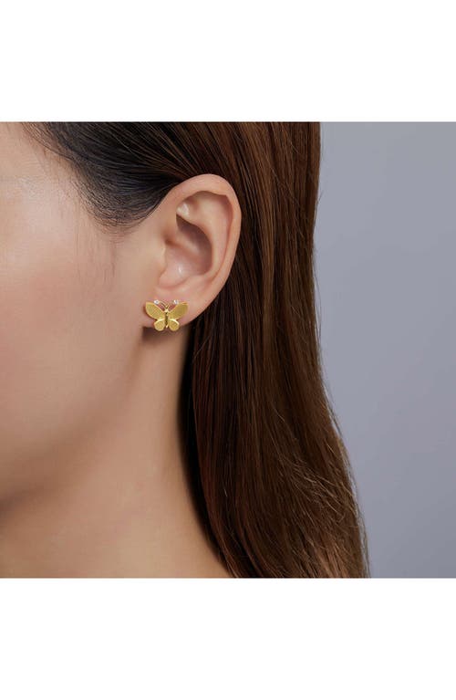 Lafonn Simulated Diamond Butterfly Earrings In Gold/white