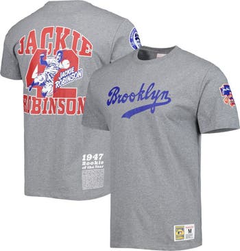 Mitchell & Ness Men's Jackie Robinson Gray Brooklyn Dodgers Cooperstown  Collection Legends T-shirt