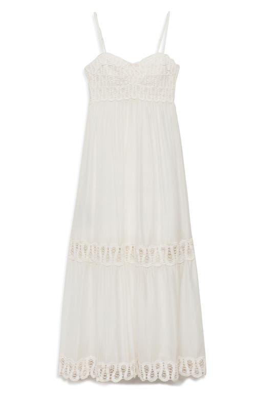 Shop Mango Embroidered Lace Inset Maxi Dress In Off White