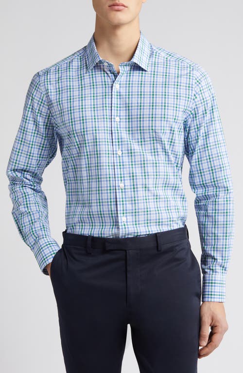 Microdobby Gingham Button-Up Shirt in Grass
