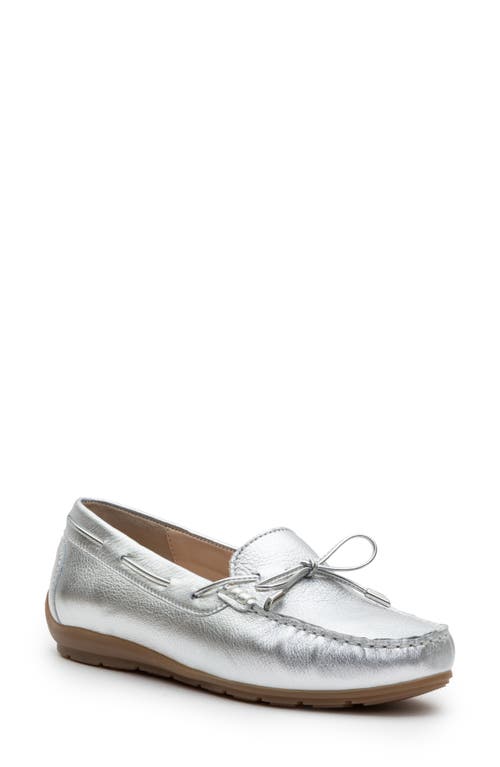 Amarillo Leather Driving Shoe in Silver Gauchosoft -Metallic