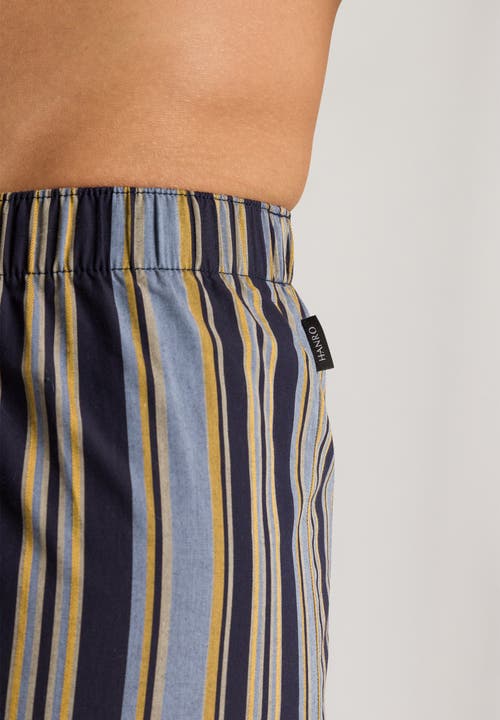 Hanro Men's Fancy Woven Cotton Boxers In Ocean Stripe