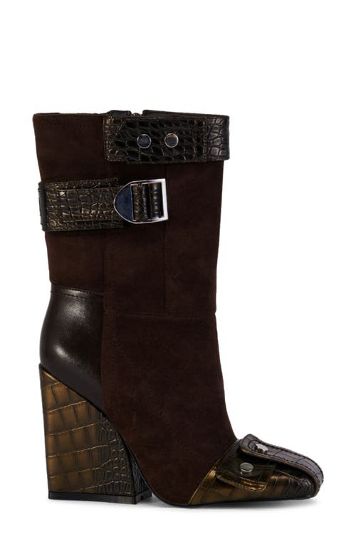 Azalea Wang Allona Wedge Heel Boot In Brown