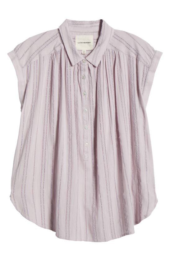 Lucky Brand Lace Detail Pullover Top In Iris