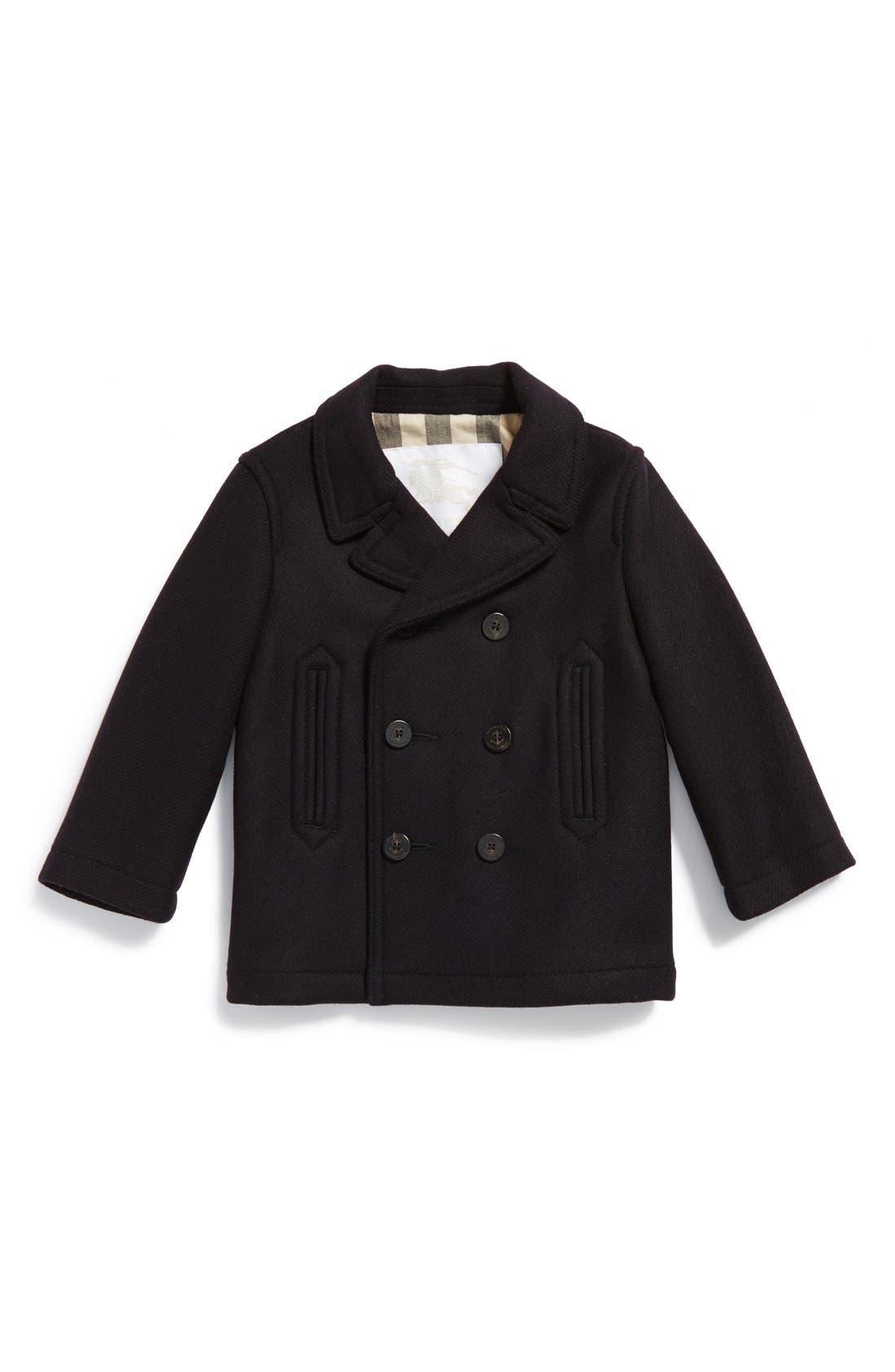 Burberry 'Pearson' Wool Blend Peacoat (Baby Boys) Nordstrom