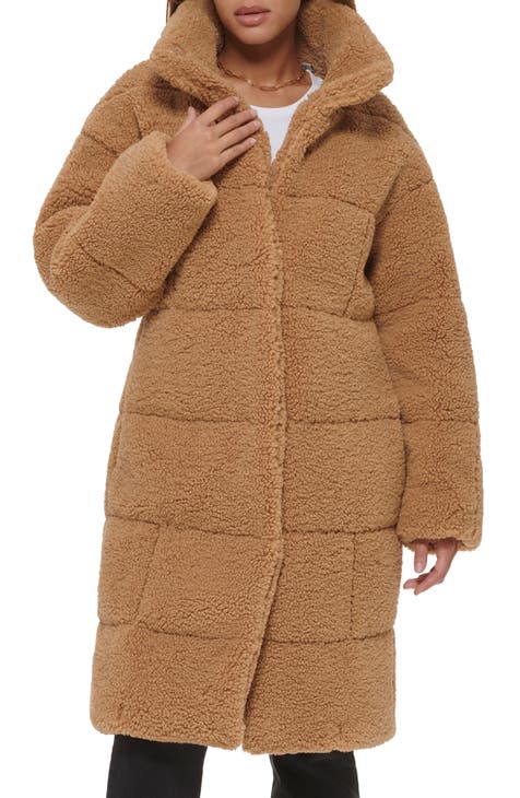 Quilted Fleece Long Teddy Coat