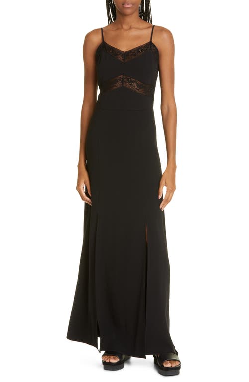 Lace Trim Gown in Black