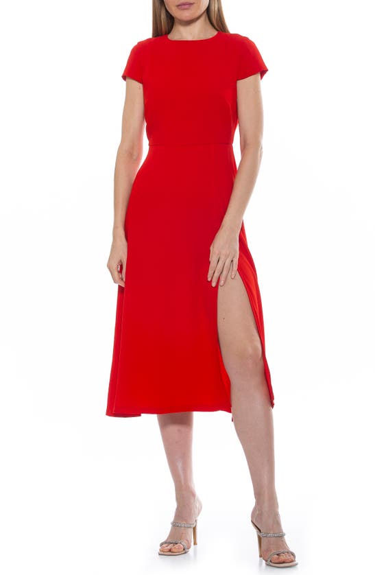 Alexia Admor Lily High-slit Midi Dress In Coral
