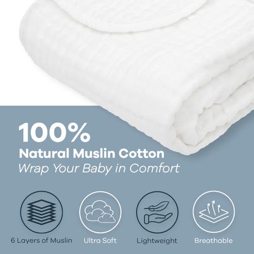 Comfy Cubs Muslin Baby Blanket In White