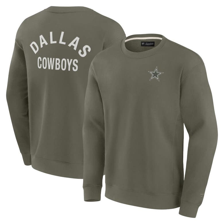 Shop Fanatics Signature Unisex  Olive Dallas Cowboys Super Soft Pullover Crew Sweatshirt