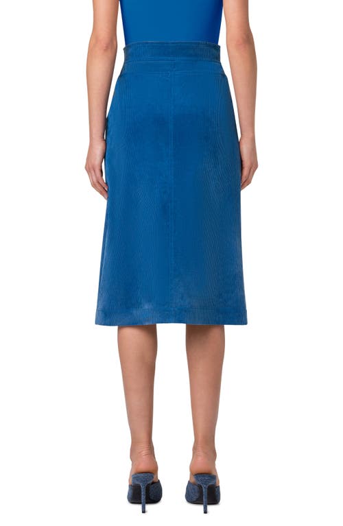 Akris Punto Corduroy A-line Midi Skirt In Smoky Blue