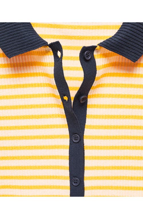 Shop Mango Almond Polo In Yellow Stripe