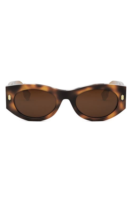 Fendi The  Roma 52mm Oval Sunglasses In Blonde Havana/brown
