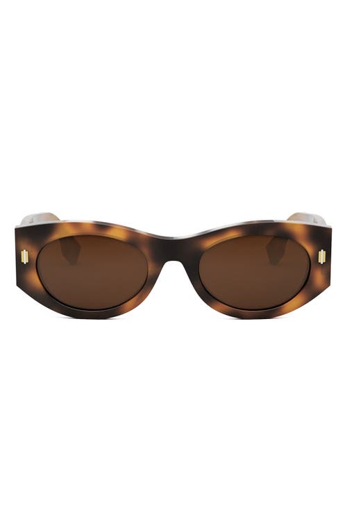 'Fendi Roma 52mm Oval Sunglasses in Blonde Havana /Brown at Nordstrom