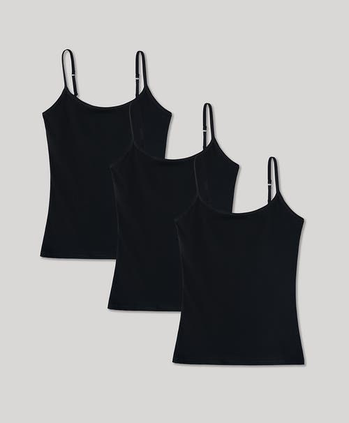 Pact Organic Everyday Shelf Bra Camisole 3-pack In Black